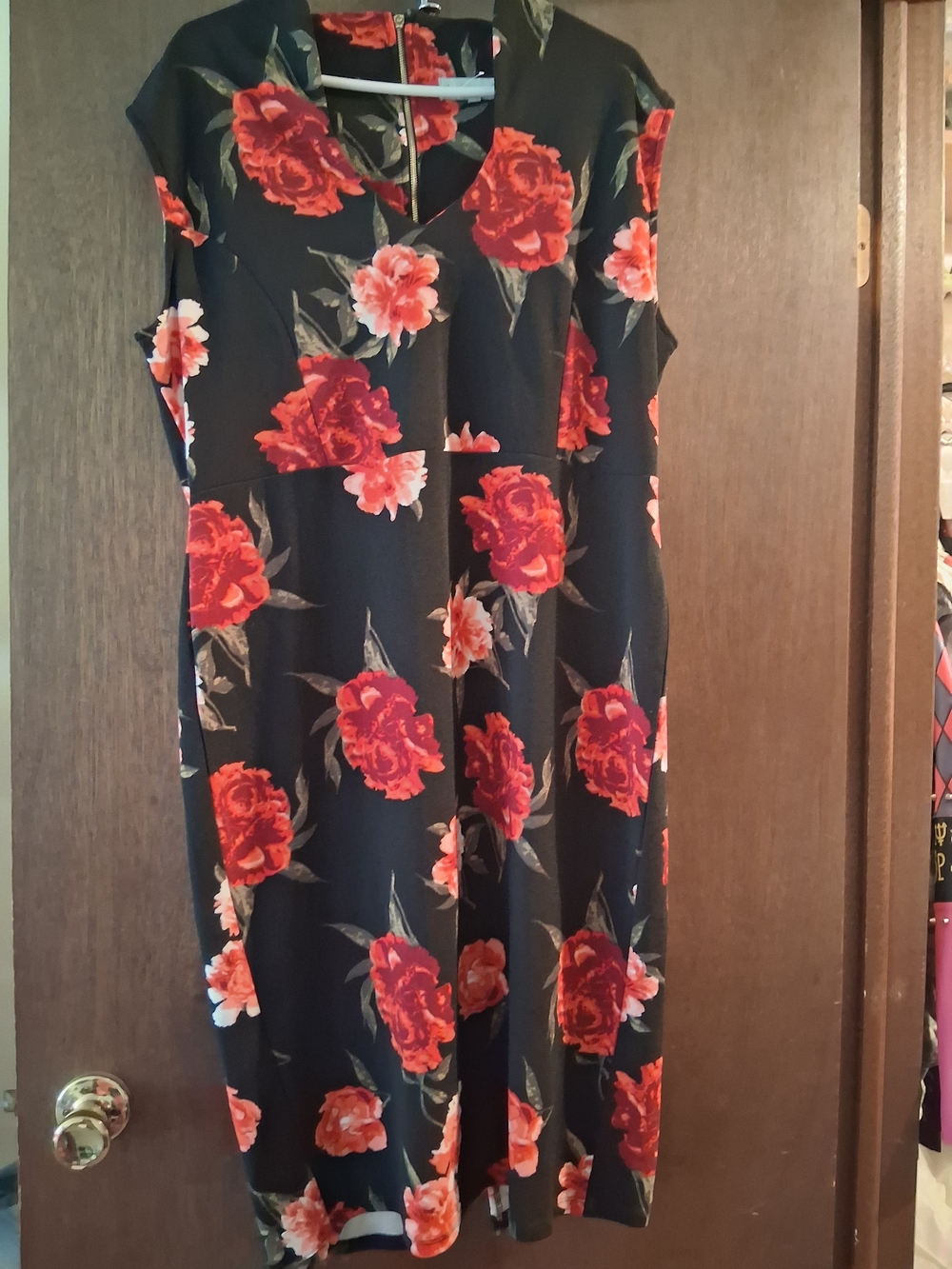 Almost Famous Black Dress with Orange and Red Floral Print